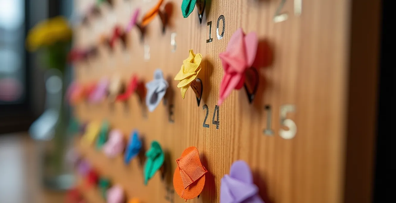 Calendrier annuel illustré des événements gastronomiques de Montréal avec symboles de réduction et de festivités