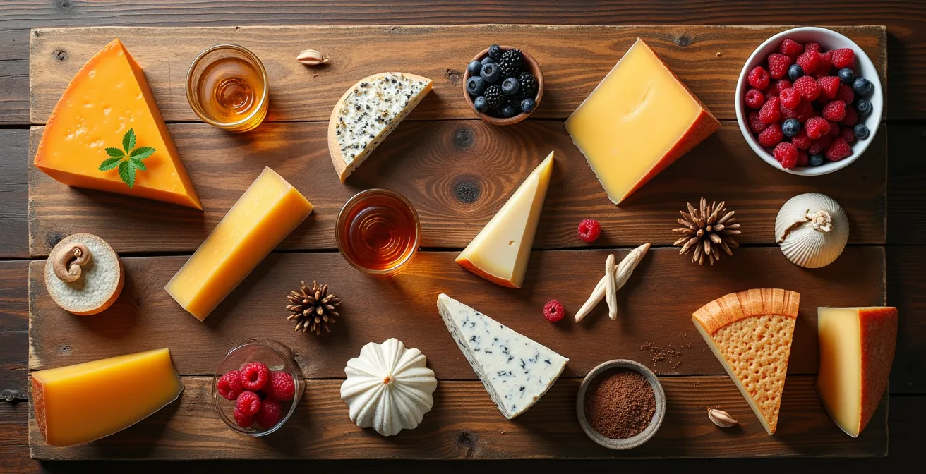 Vue aérienne stylisée des différentes régions agricoles du Québec avec leurs produits emblématiques