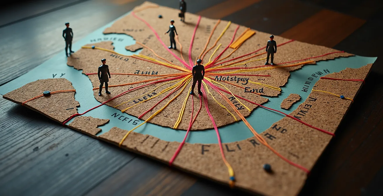 Carte stylisée des espaces de collaboration artistique dans les quartiers de Montréal