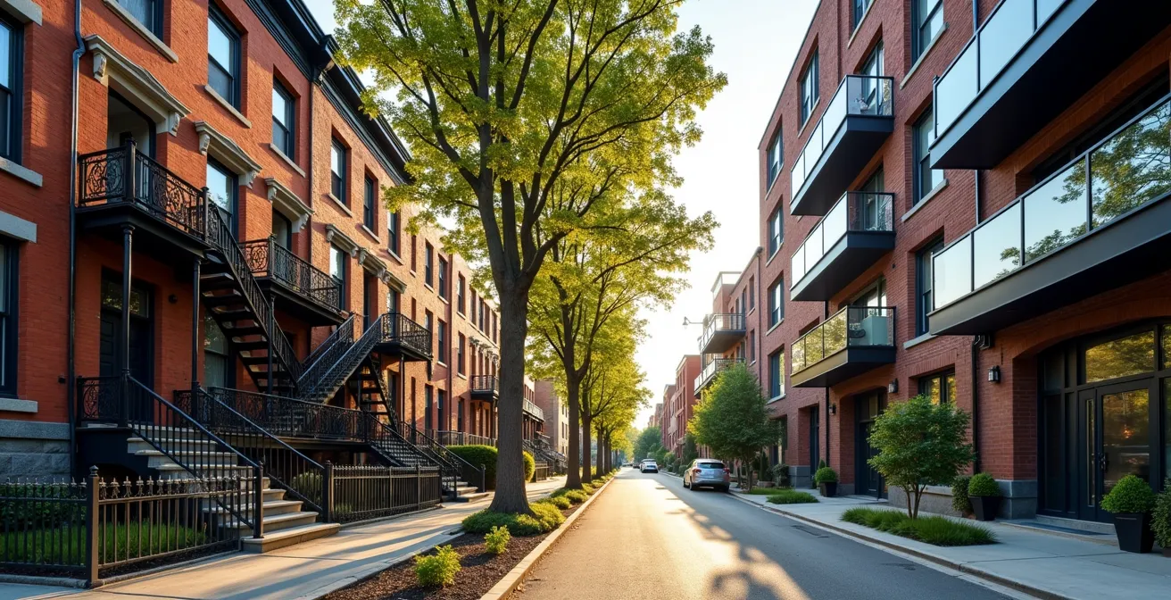 Transformation urbaine d'un quartier montréalais avec mélange d'ancien et de moderne