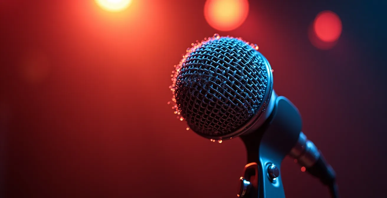 Concert d'hiver dans un bar du Plateau avec lumières tamisées et ambiance chaleureuse